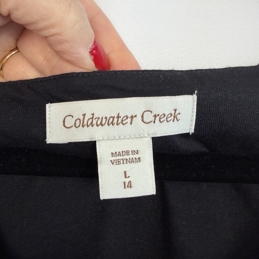 Coldwater Creek Women's Black Lace Overlay Blouse Top L/14 Date Night Event - Picture 3 of 8